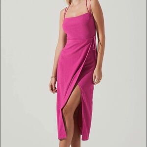 ASTR backless pink midi dress